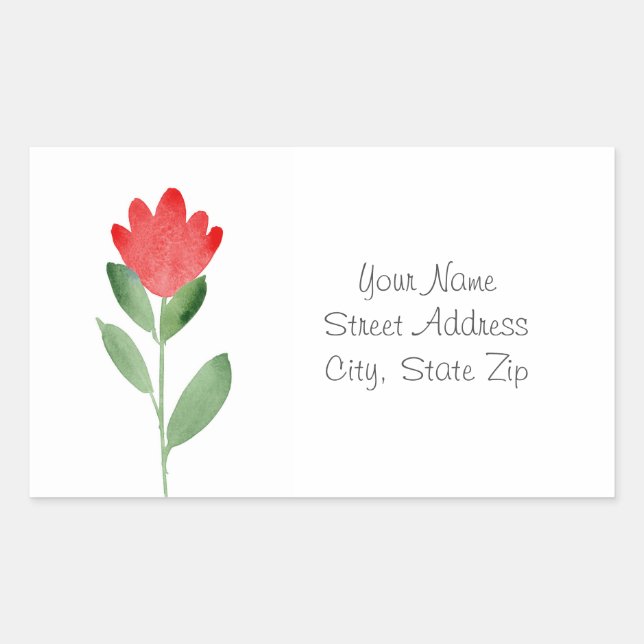 Sticker Rectangulaire Aquarelle rouge Fleur Abstraite (Devant)