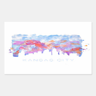 Sticker Rectangulaire Aquarelle Skyline de Kansas City