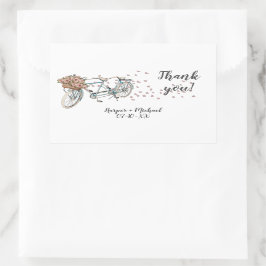 Sticker Rectangulaire aquarelle tandem vélo merci