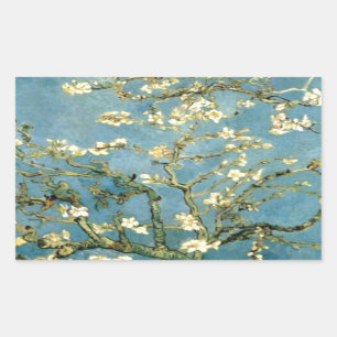 Sticker Rectangulaire Arbre d'amande en fleurs par Van Gogh