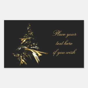 Sticker Rectangulaire Arbre de Noël sur Noir 001