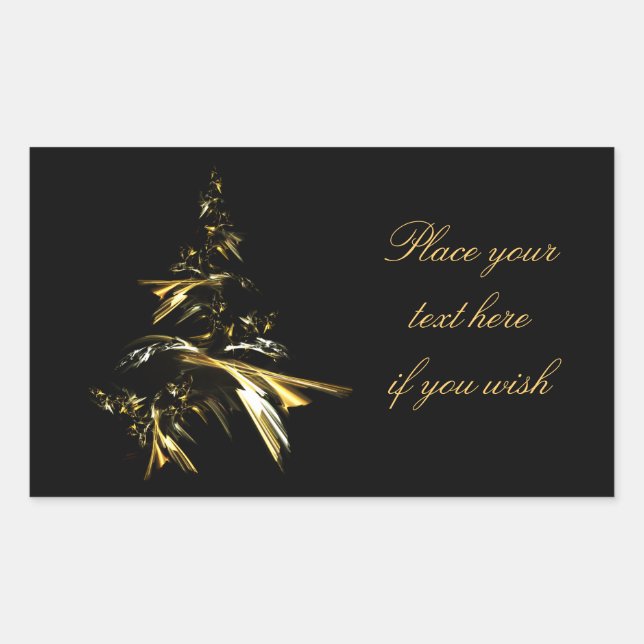Sticker Rectangulaire Arbre de Noël sur Noir 001 (Devant)
