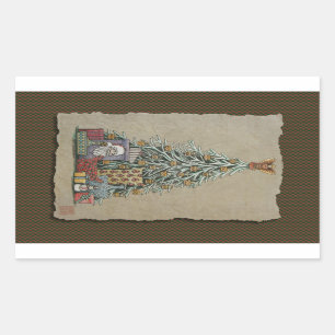 Sticker Rectangulaire Arbre et présents de Noël