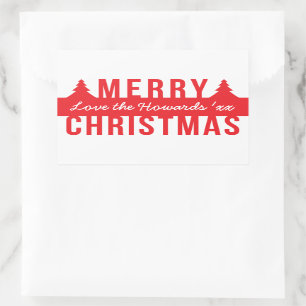 Sticker Rectangulaire Arbres gras Joyeux Noël découpés