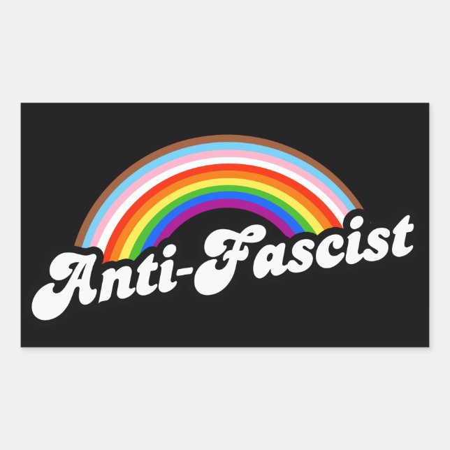 Sticker Rectangulaire Arc-en-ciel anti-fasciste (Devant)