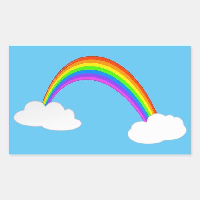 Sticker Rectangulaire Arc-en-ciel avec nuages (Devant)