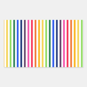 Sticker Rectangulaire Arc-en-ciel et rayures blanches