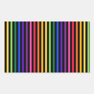 Sticker Rectangulaire Arc-en-ciel et rayures noires