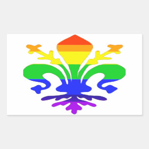 Sticker Rectangulaire Arc-en-ciel stylisé Fleur de Lis