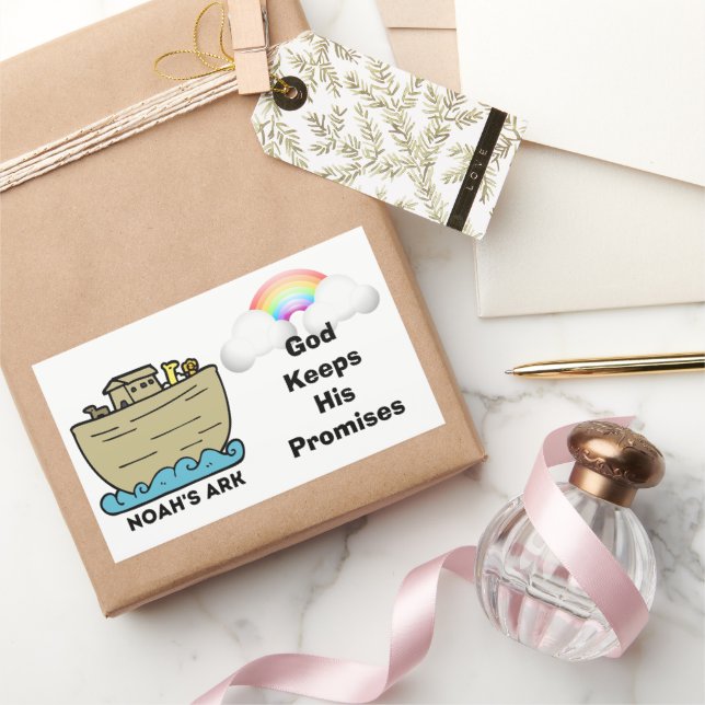 Sticker Rectangulaire Arche de Noé Arc arc en ciel Promesses de Dieu (Cadeaux)