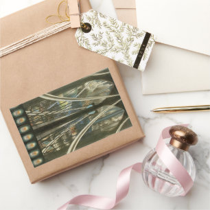 Sticker Rectangulaire Architecture vintage de New York, pont de Brooklyn