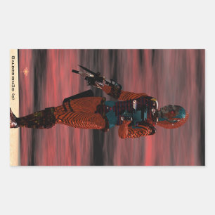 Sticker Rectangulaire ARES CYBORG Red Sunset Science Fiction, Sci-Fi
