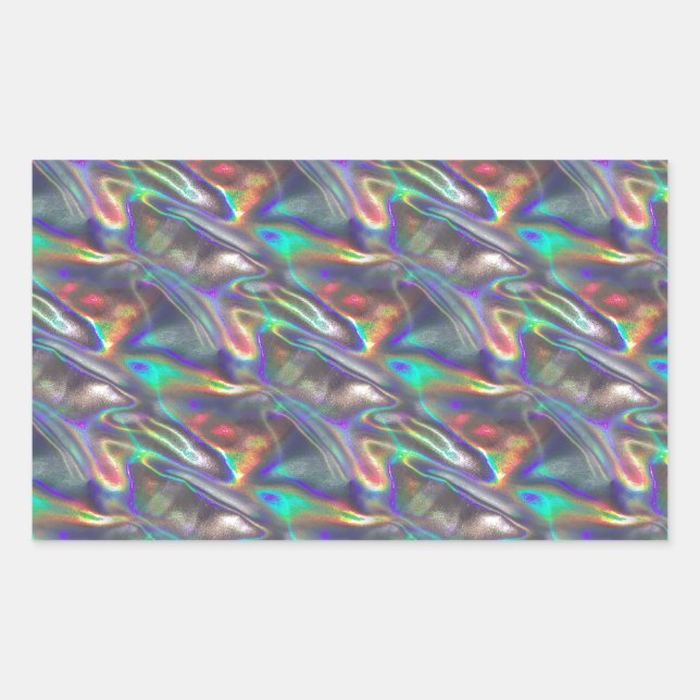 Sticker Rectangulaire argent holographique (Devant)
