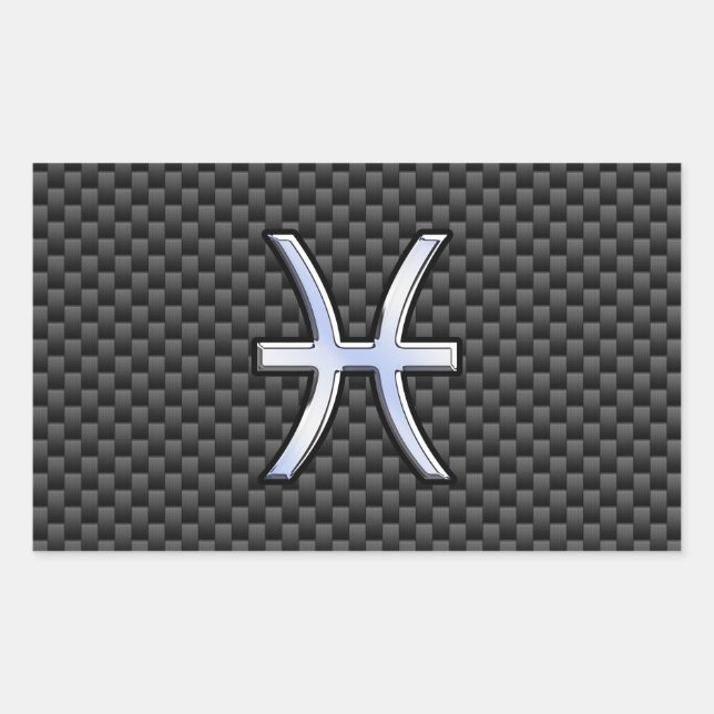Sticker Rectangulaire Argent Poissons Zodiac Connexion à l'impression de (Devant)