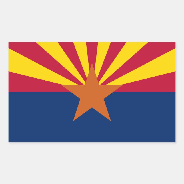 Sticker Rectangulaire Arizona Drapeau : Réglage de Star Sun, État du cui (Devant)