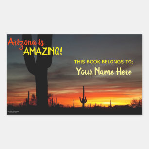 Sticker Rectangulaire "Arizona is Amazing !" Cactus Sunset Sonoran