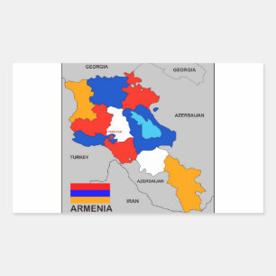 Sticker Rectangulaire arménie pays carte politique drapeau
