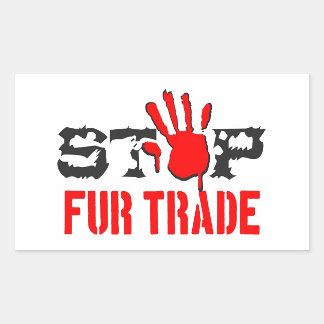 Sticker Rectangulaire Arrêter le commerce de la fourrure (Devant)