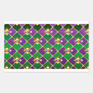 Sticker Rectangulaire Arrière - plan de bijoux Mardi Gras