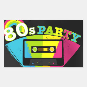 Sticker Rectangulaire arrière - plan de fête des années 80
