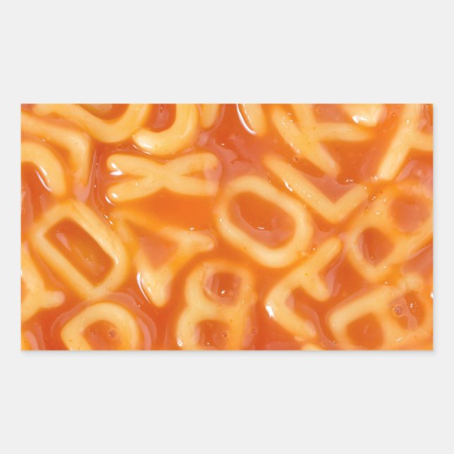 Sticker Rectangulaire Arrière - plan de spaghetti en forme d'alphabet (Devant)