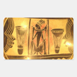 Sticker Rectangulaire Art Ethnique Africain d'or Imprimer
