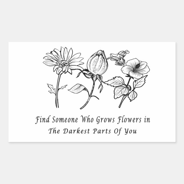 Sticker Rectangulaire Art floral inspirant (Devant)