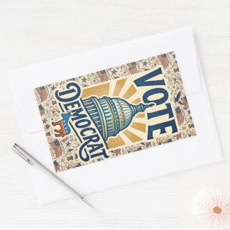 Sticker Rectangulaire Art populaire patriotique américain vintage Vote D