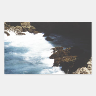 Sticker Rectangulaire Aruba Océan Se Brisant Sur Les Rochers