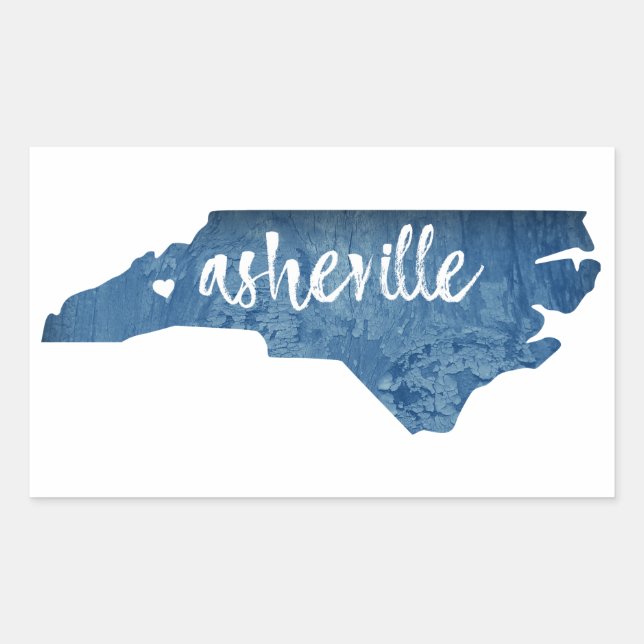 Sticker Rectangulaire Asheville Caroline du Nord Grain de bois (Devant)