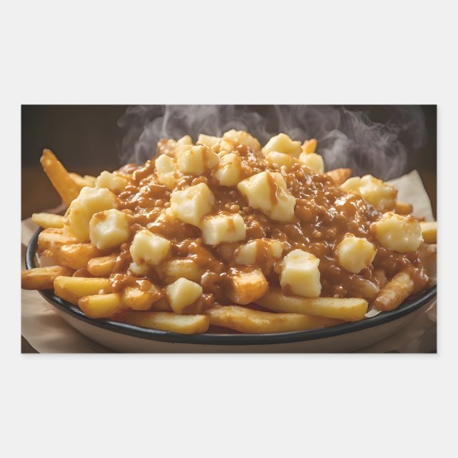 Sticker Rectangulaire Assiette de Poutine (Devant)
