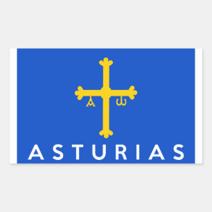 Sticker Rectangulaire asturias région drapeau espagne nom du pays