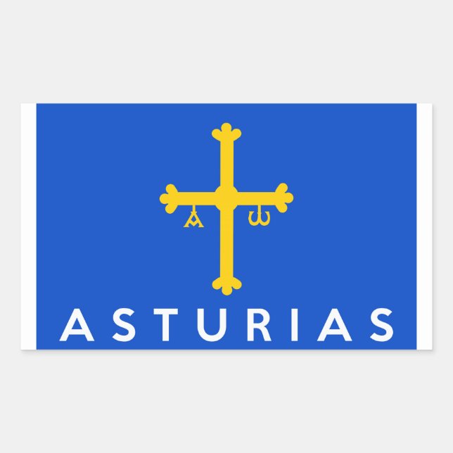 Sticker Rectangulaire asturias région drapeau espagne nom du pays (Devant)