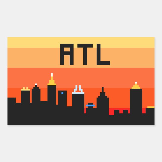 Sticker Rectangulaire Atlanta Skyline ATL 8 bits (Devant)