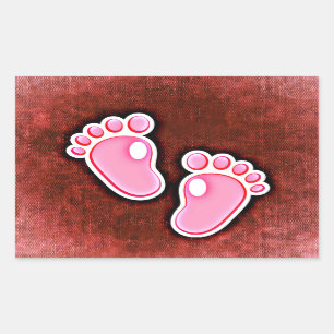Sticker Rectangulaire attente mignonne de pieds d'empreintes de pas de