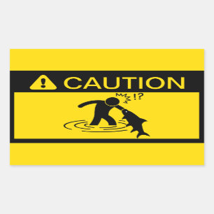 Sticker Rectangulaire Attention : Attaquer le poisson