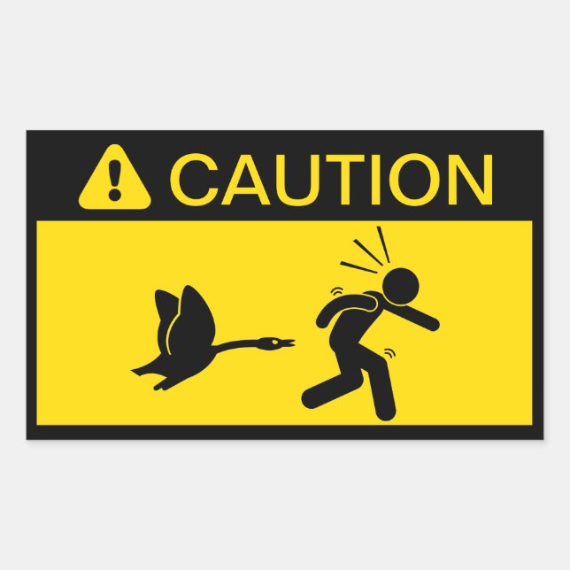 Sticker Rectangulaire Attention : Attaquer les oies (Devant)