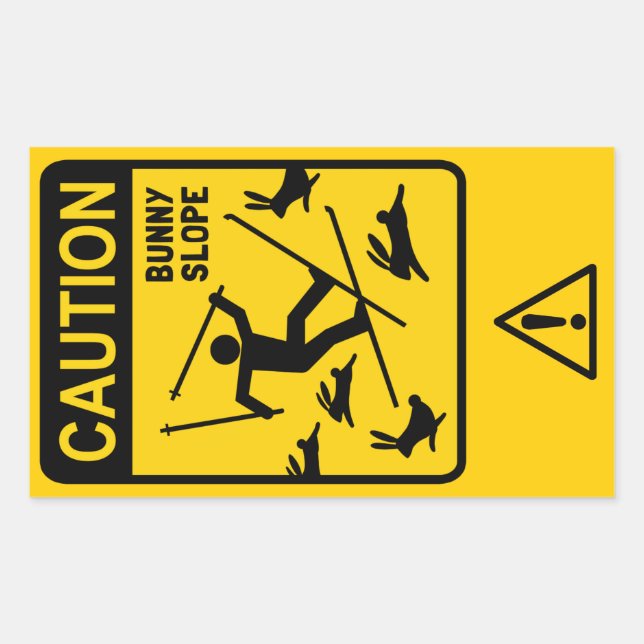 Sticker Rectangulaire ATTENTION : Pente de lapin - Signal d'avertissemen (Devant)
