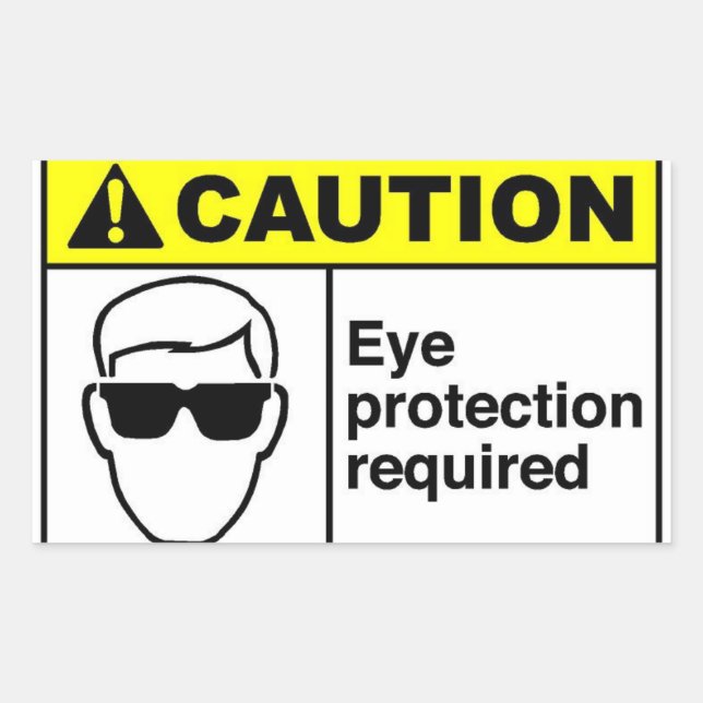 Sticker Rectangulaire ATTENTION Protection des yeux (Devant)