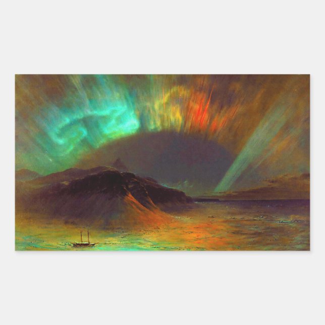 Sticker Rectangulaire Aurora boréale, aurores boréales (Devant)