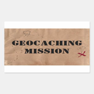 Sticker Rectangulaire Autocollant: Mission géocaching, sur une vieille 