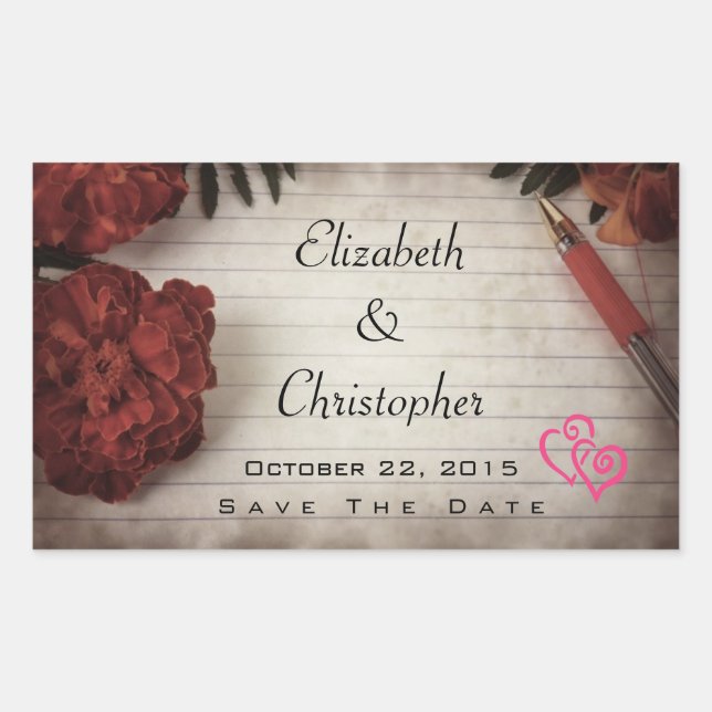 Sticker Rectangulaire Automne Floral Design Enregistrer La Date Mariage (Devant)