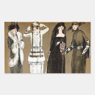 Sticker Rectangulaire Automne Haute Couture 1920 illustration