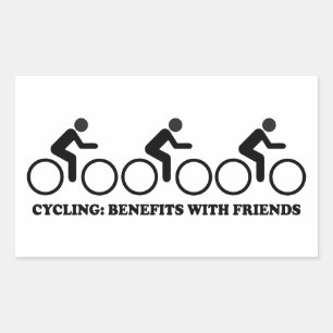 Sticker Rectangulaire Avantages du cyclisme avec des amis