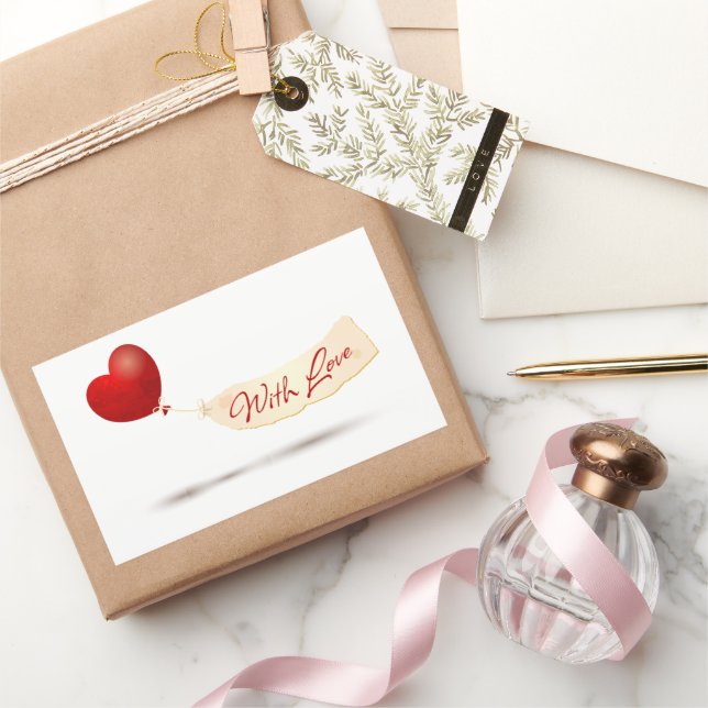 Sticker Rectangulaire Avec amour (Cadeaux)