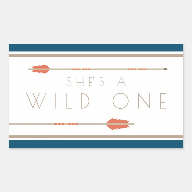 Sticker Rectangulaire Aztec Wild One | Premier anniversaire (Devant)