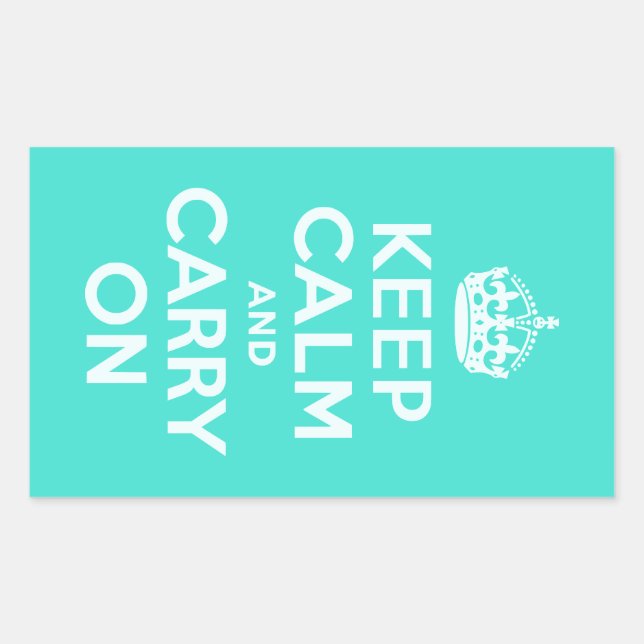 Sticker Rectangulaire Azure et Turquoise Gardez le calme et poursuivez (Devant)