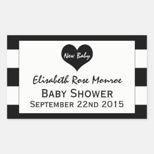 Sticker Rectangulaire Baby shower moderne chic noir & blanc