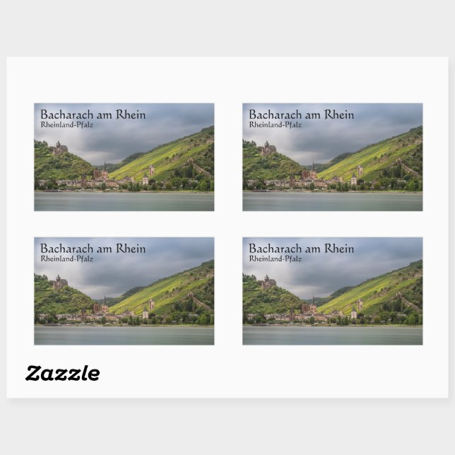 Sticker Rectangulaire Bacharach Allemagne (Feuille)