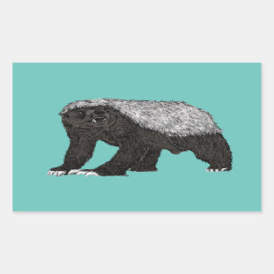 Sticker Rectangulaire Badass Honey Badger Intrépide Attitude Nastique An